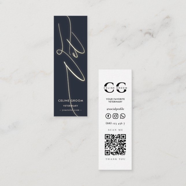 Carte De Visite Mini VET Pet Groom Care Chien expert Vétérinaire Qr (Devant / Derrière)