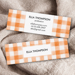 Carte De Visite Mini Vintage Orange Aquarelle Buffalo Plaid Chic