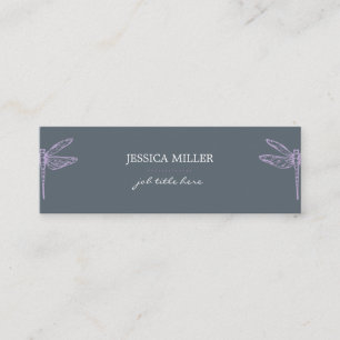 Carte De Visite Mini Violet dragonflies insects vintage indie grey card