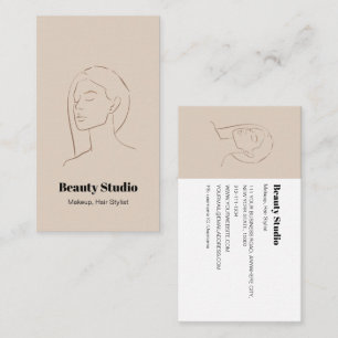 Carte De Visite Mini-visage logo cheveux beauté maquillage neutre