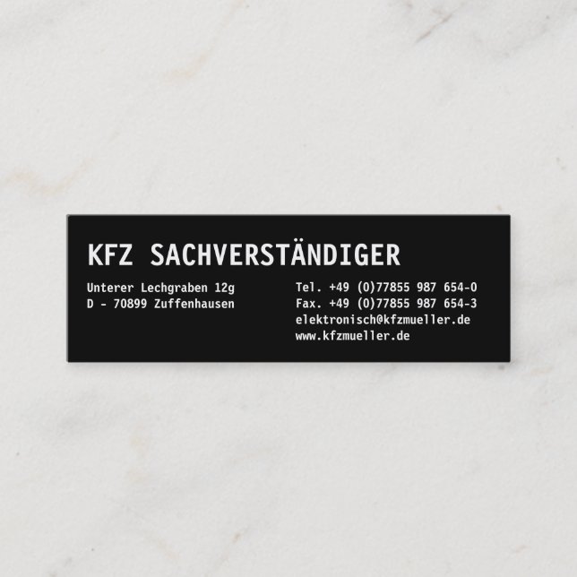 Carte De Visite Mini Visitenkarten Klassisch (Devant)