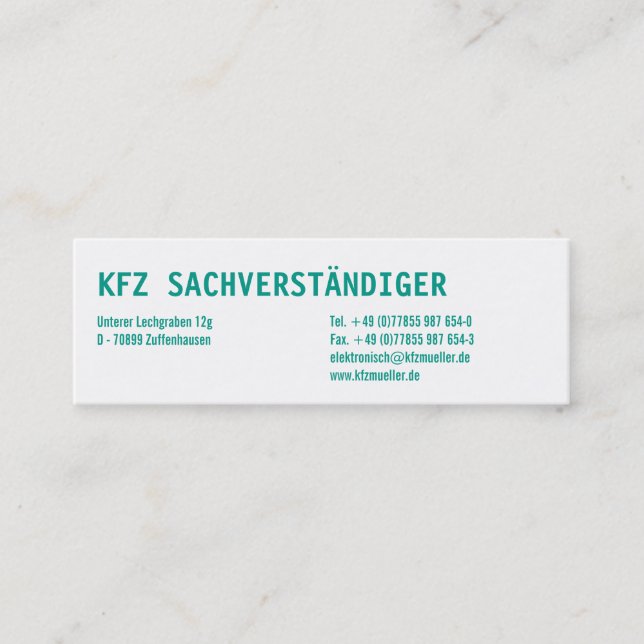 Carte De Visite Mini Visitenkarten Klassisch (Devant)