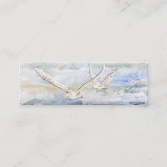 Carte De Visite Mini "Vol petit signet de mouettes" (Devant)