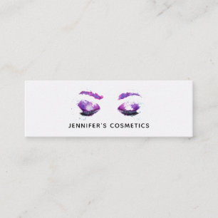 Carte De Visite Mini Yeux violets glamour & sourcils à l'aquarelle 