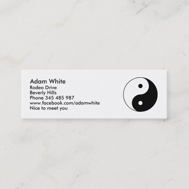 Carte De Visite Mini Yin Yang (Devant)