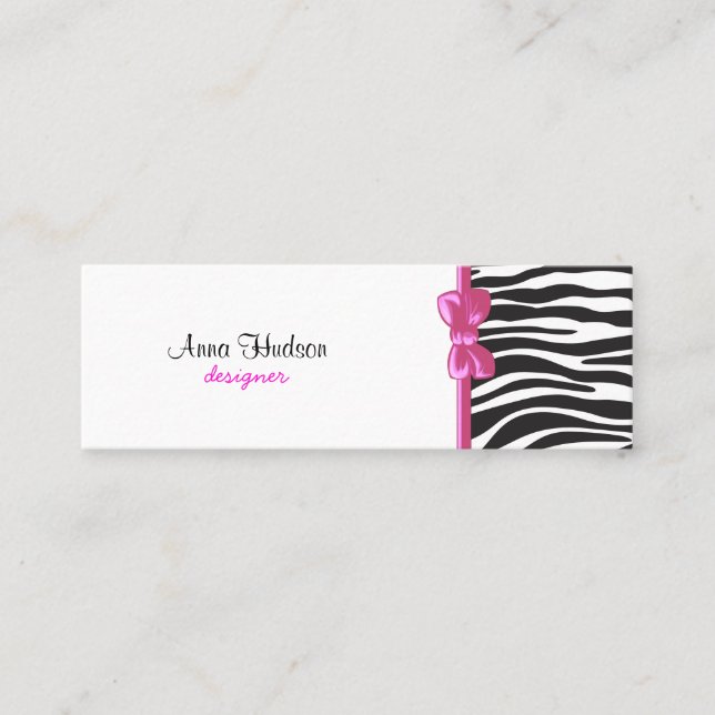 Carte De Visite Mini Zebra Print, Zebra Stripes, Noir Et Blanc (Devant)