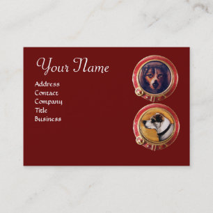Carte De Visite MINIATURE PORTRAITS DE CHIEN Monogramme Vétérinair