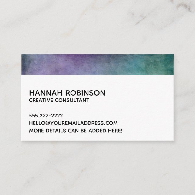 Carte De Visite Minimal avec texture grunge rustique sarcelle et v (Devant)