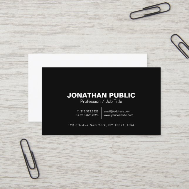 Carte De Visite Minimal blanc noir élégant professionnel moderne (Devant/Arrière en situation)
