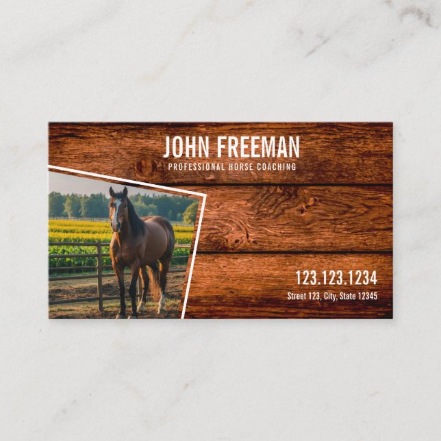 Carte De Visite Minimal Brown Horse photo équestre (Devant)