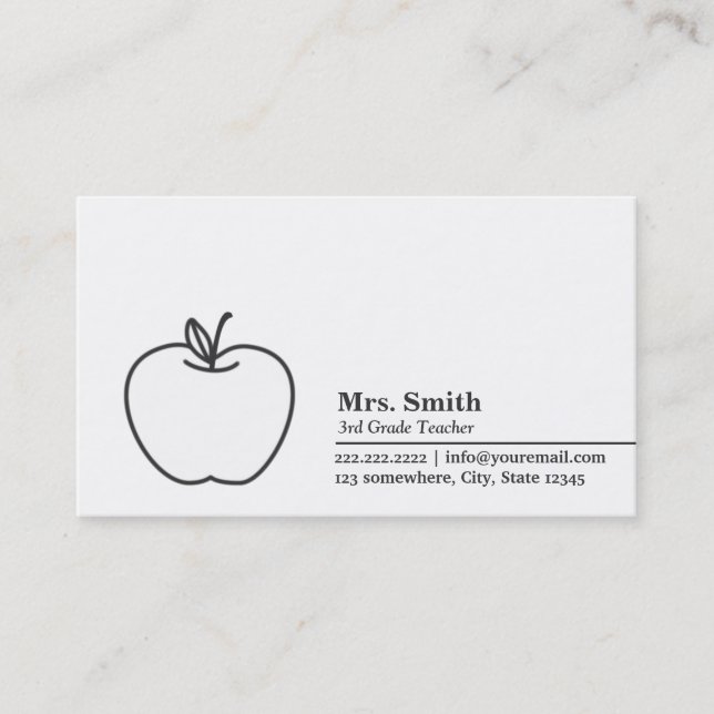 Carte de visite minimal de maître d'école d'Apple (Devant)