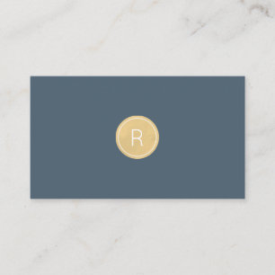 Carte de visite minimal de monogramme bleu de