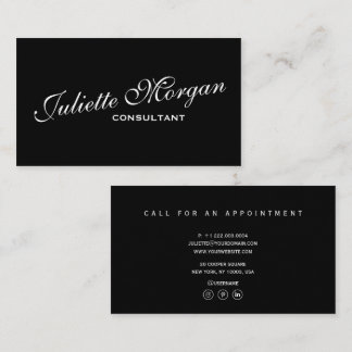 Carte De Visite Minimal Élégant Professionnel Simple Noir Blanc