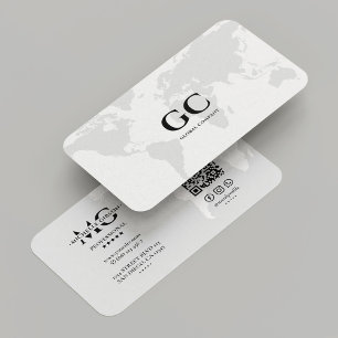Carte De Visite Minimal Global Professionnel World Company Blanc