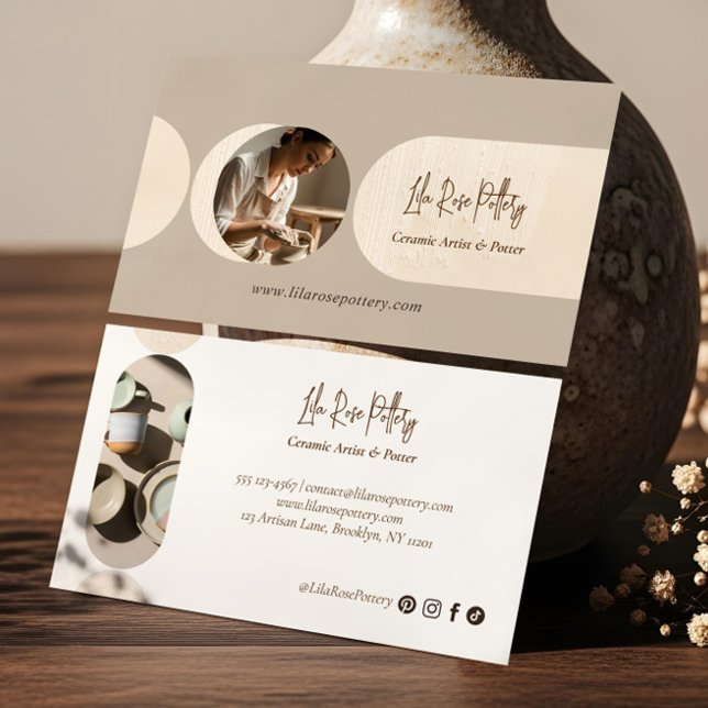 Carte De Visite Minimal Modern Abstract Photo Handmade Pottery (Minimal Modern Abstract Photo Handmade Pottery Business Card)