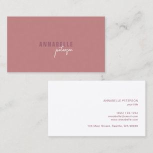 Carte De Visite Minimal moderne professionnel Dusty Rose simple