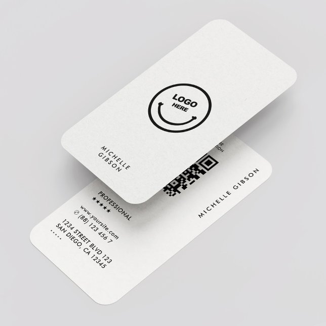 Carte De Visite Minimal moderne simple logo professionnel blanc QR (Minimal Modern Simple Logo Professional White QR Business Card
)