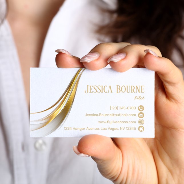 Carte De Visite Minimal moderne tendance professionnel QR Code Or (Créateur téléchargé)