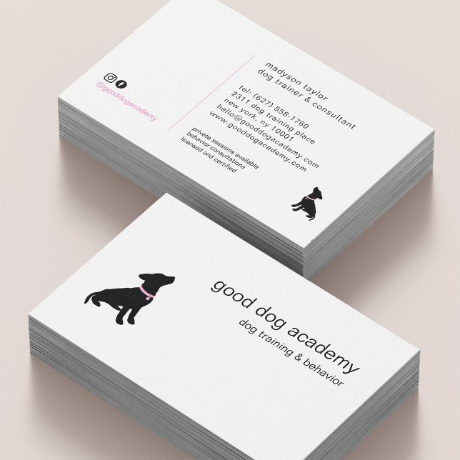 Carte De Visite Minimal Pet Silhouette Dog Training (Créateur téléchargé)