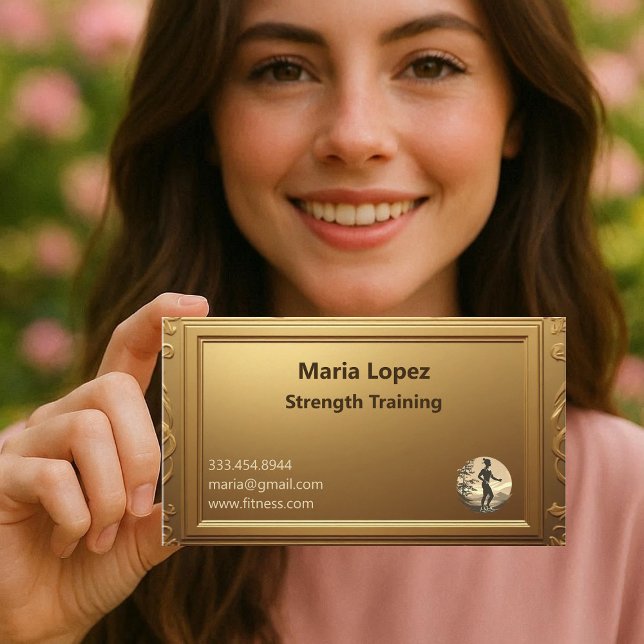 Carte De Visite Minimal Professional Shining Gold Strength Trainer (Minimal Professional Shining Gold Strength Trainer Business Card)