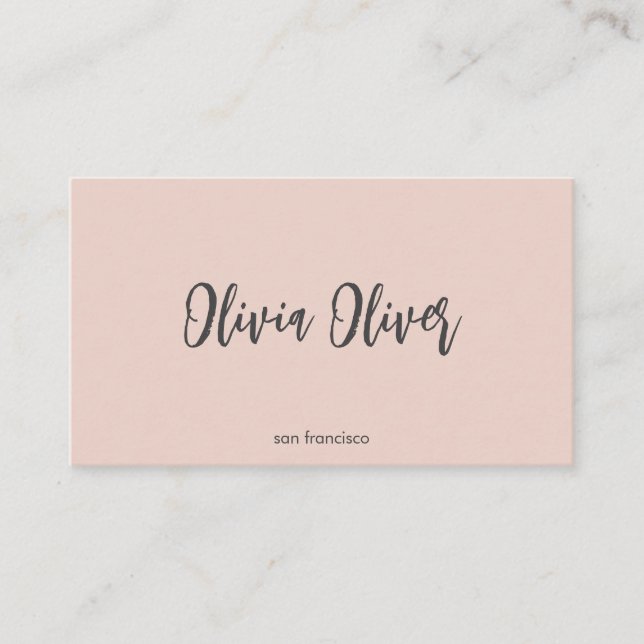 Carte De Visite Minimal Script Calligraphy Blush Pink Chic Modern (Devant)