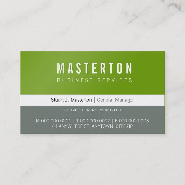 Carte De Visite MINIMAL simple entreprise herbe vert gris vert gri (Devant)