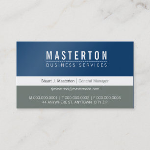 Carte De Visite MINIMAL simple entreprise royal bleu gris gris