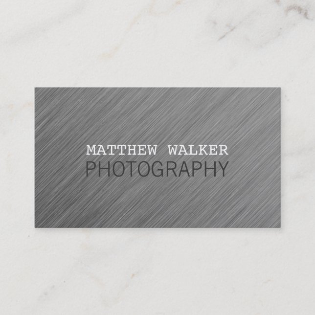 Carte De Visite MINIMAL simple moderne look d'aluminium brossé int (Devant)