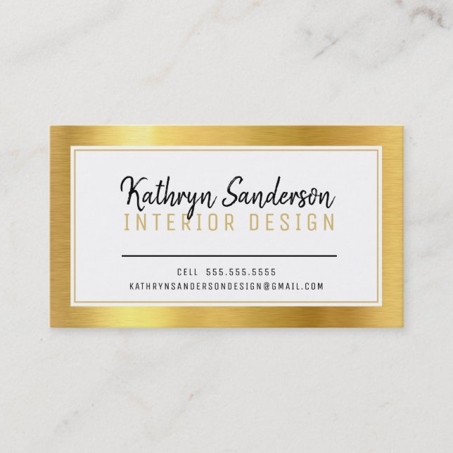 Carte De Visite MINIMAL STYLISH simple bordure noir faux feuille o (Devant)