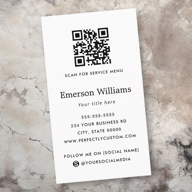 Carte De Visite Minimale ajouter logo médias sociaux icônes QR cod (Minimal add logo social media icons QR code modern Business Card)