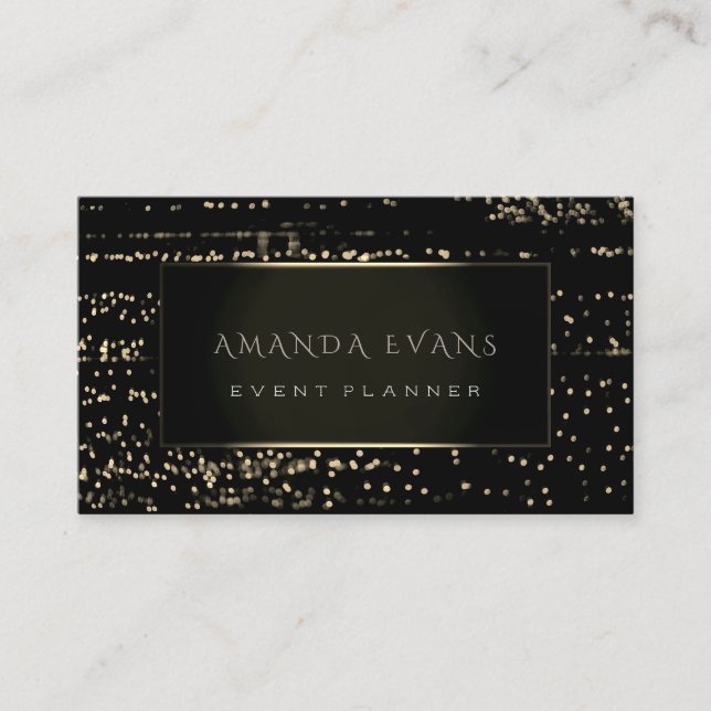Carte De Visite Minimalisme Mode Noir encadré Gold Stripes Lux (Devant)