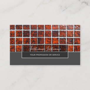 Carte De Visite Minimalisme mosaïque rouge carreaux gris rectangle
