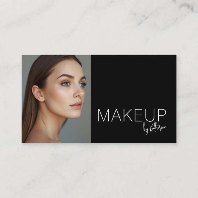 Carte De Visite Minimalist Black White Photo Makeup Business Card (Devant)