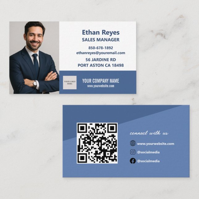 Carte De Visite Minimalist Business Card QR Code Social Medias (Devant / Derrière)