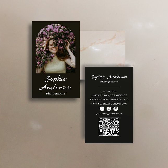 Carte De Visite Minimalist Elegant Calligraphy Script Photography  (Créateur téléchargé)