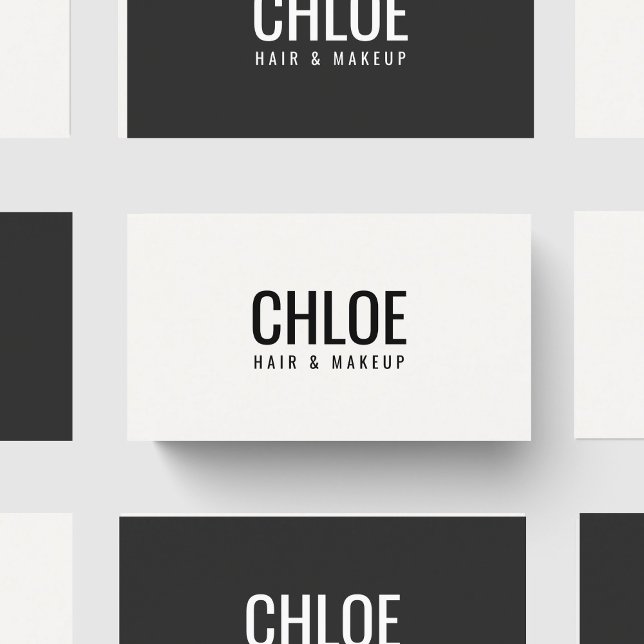 Carte De Visite Minimalist Elegant Warm White Black Bold Beauty (Créateur téléchargé)