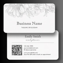 Minimalist Flower Line Art Business Name QRCode