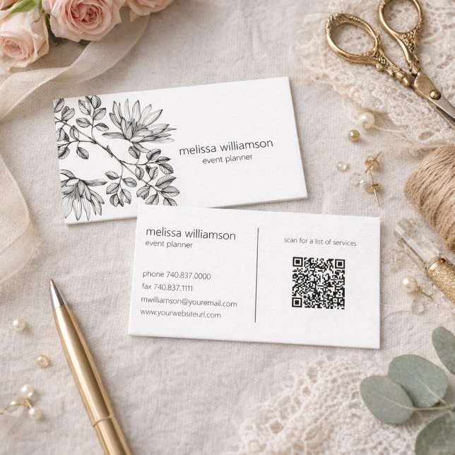 Carte De Visite Minimalist Foliage QR Code  (Créateur téléchargé)