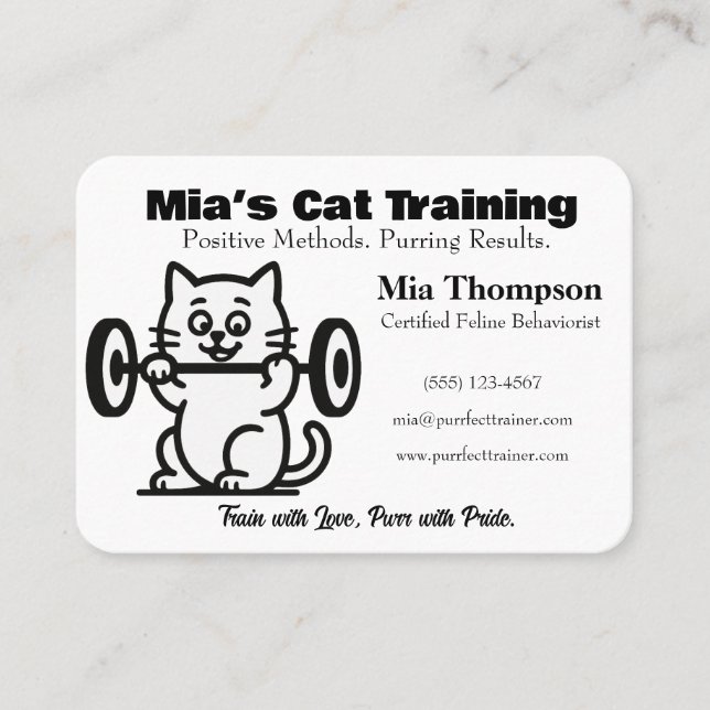 Carte De Visite Minimalist Funny Cat Trainer Business Card  (Devant)