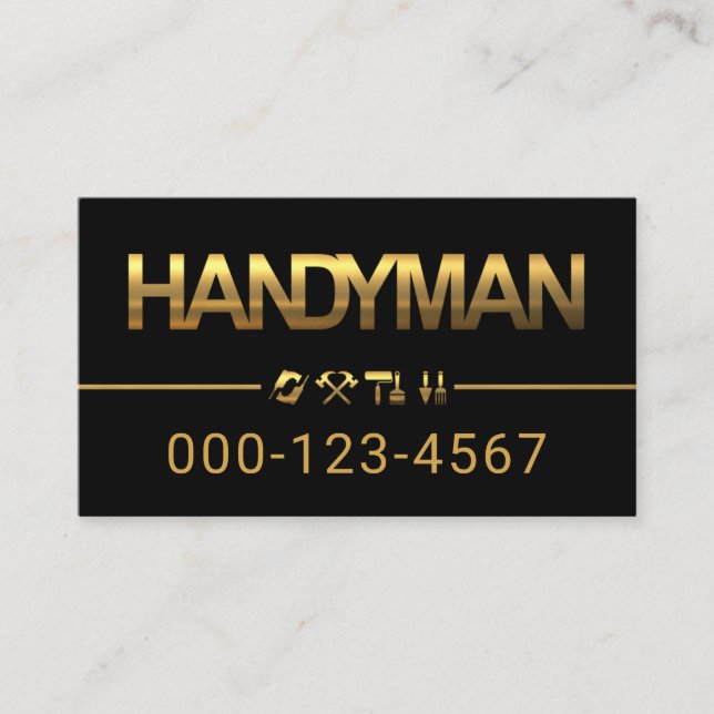 Carte De Visite Minimalist Gold Handyman Tools Line (Devant)