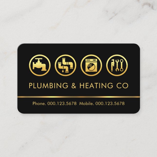 Carte De Visite Minimalist Gold Plumbing Tools Line (Devant)