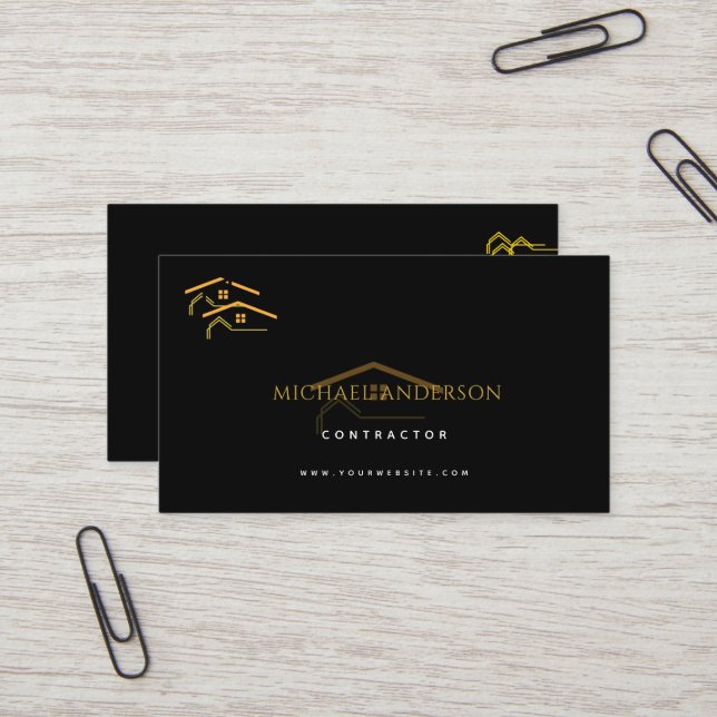 Carte De Visite Minimalist Home Building Construction Luxe Busines (Devant/Arrière en situation)