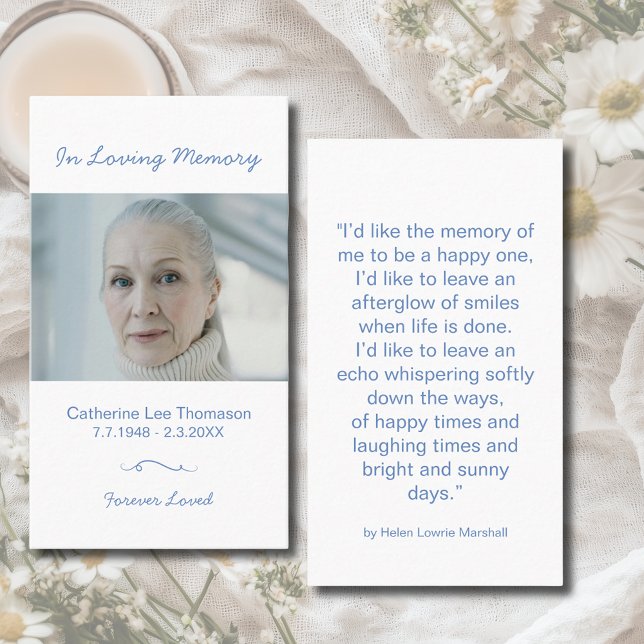Carte De Visite Minimalist In Loving Memory Photo Prayer Card (Minimalist In Loving Memory Photo Prayer Card)