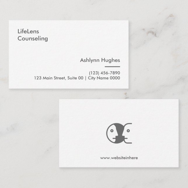 Carte De Visite Minimalist Modern Calm Counseling Therapy Clean (Devant / Derrière)