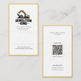 Carte De Visite Minimalist Modern Demolition King Business Card