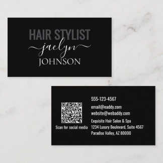 Carte De Visite Minimalist Modern Script White Gray Black Custom