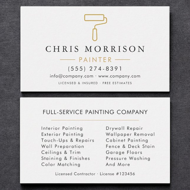 Carte De Visite Minimalist Painter White Gold Modern (Créateur téléchargé)
