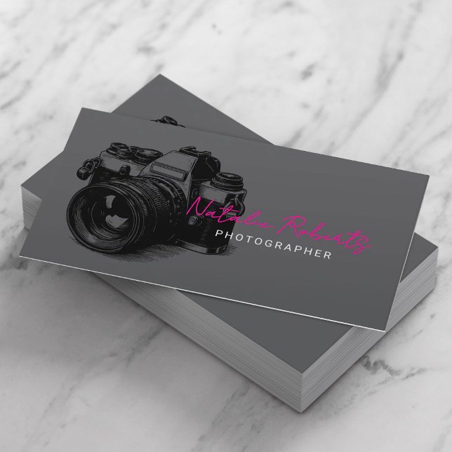 Carte De Visite Minimalist Photographer Camera Dark Photography (Créateur téléchargé)