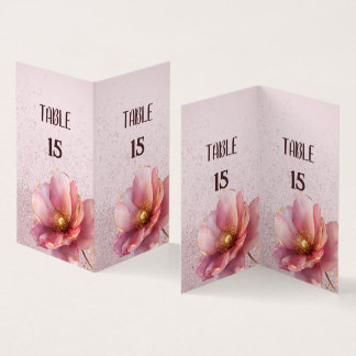 Carte De Visite Minimalist Pink and Gold Poppy Wedding