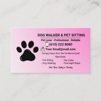 Carte De Visite Minimalist Pink Pet Sitter Dog Walker